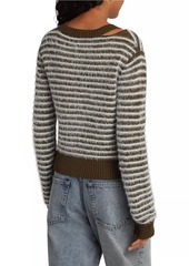 Maison Margiela Contrast-Striped Wool-Blend Cardigan