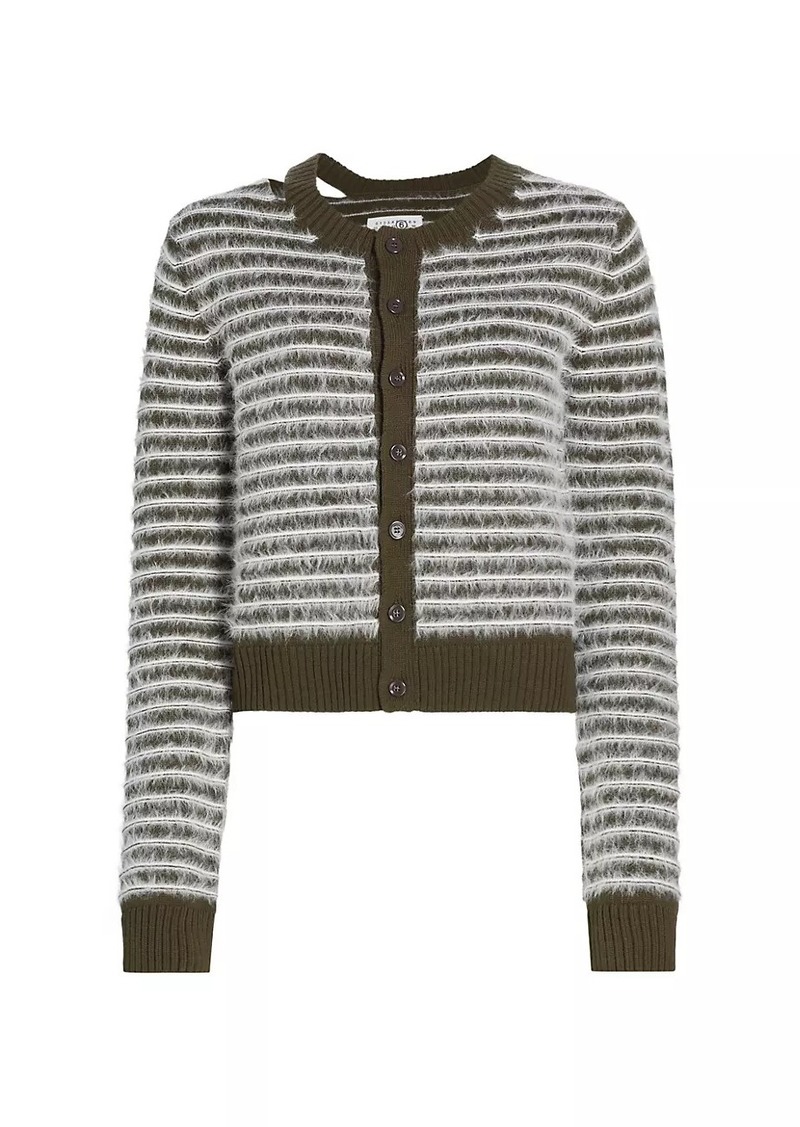 Maison Margiela Contrast-Striped Wool-Blend Cardigan