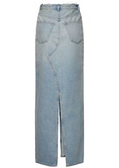 Maison Margiela Cotton Denim Raw Waist Long Skirt