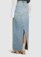 Maison Margiela Cotton Denim Raw Waist Long Skirt