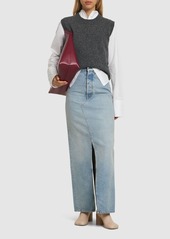 Maison Margiela Cotton Denim Raw Waist Long Skirt