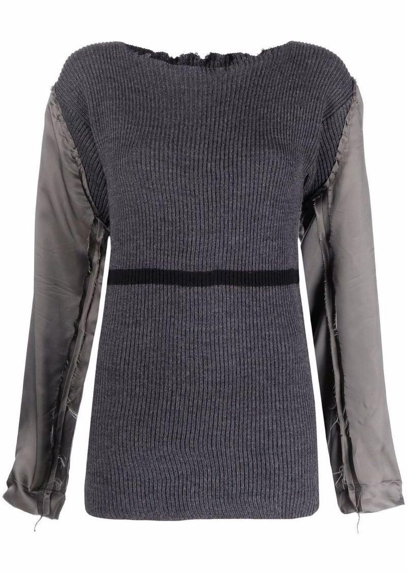 Maison Margiela distressed contrast sleeve knit top