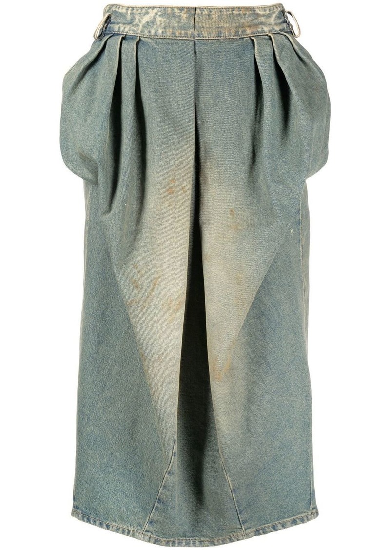 Maison Margiela pleated denim midi skirt