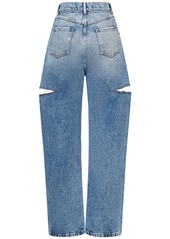 Maison Margiela High Rise Denim Straight Jeans W/ Cuts