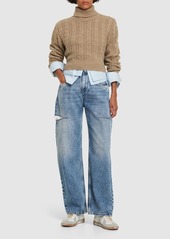 Maison Margiela High Rise Denim Straight Jeans W/ Cuts