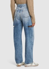 Maison Margiela High Rise Denim Straight Jeans W/ Cuts