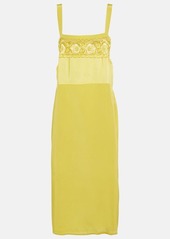 Maison Margiela Lace-trimmed silk-blend midi dress