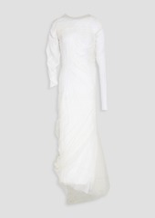 Maison Margiela - Asymmetric gathered stretch-tulle maxi dress - White - IT 36