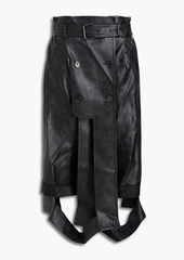 Maison Margiela - Belted cutout faux leather midi skirt - Black - IT 42