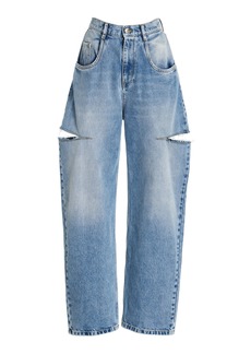 Maison Margiela - Cutout Stretch High-Rise Wide-Leg Jeans - Medium Wash - IT 38 - Moda Operandi