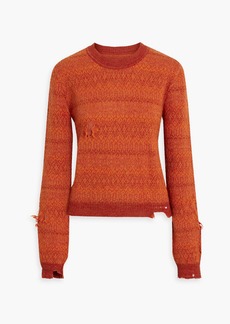 Maison Margiela - Distressed jacquard-knit wool sweater - Orange - M