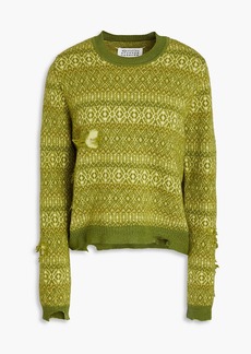 Maison Margiela - Distressed jacquard-knit wool sweater - Green - M