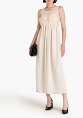 Maison Margiela - Embellished pleated silk-chiffon and twill midi dress - White - IT 40