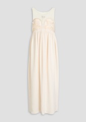 Maison Margiela - Embellished pleated silk-chiffon and twill midi dress - White - IT 40