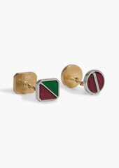 Maison Margiela - Gold and silver-tone resin cufflinks - Blue - OneSize