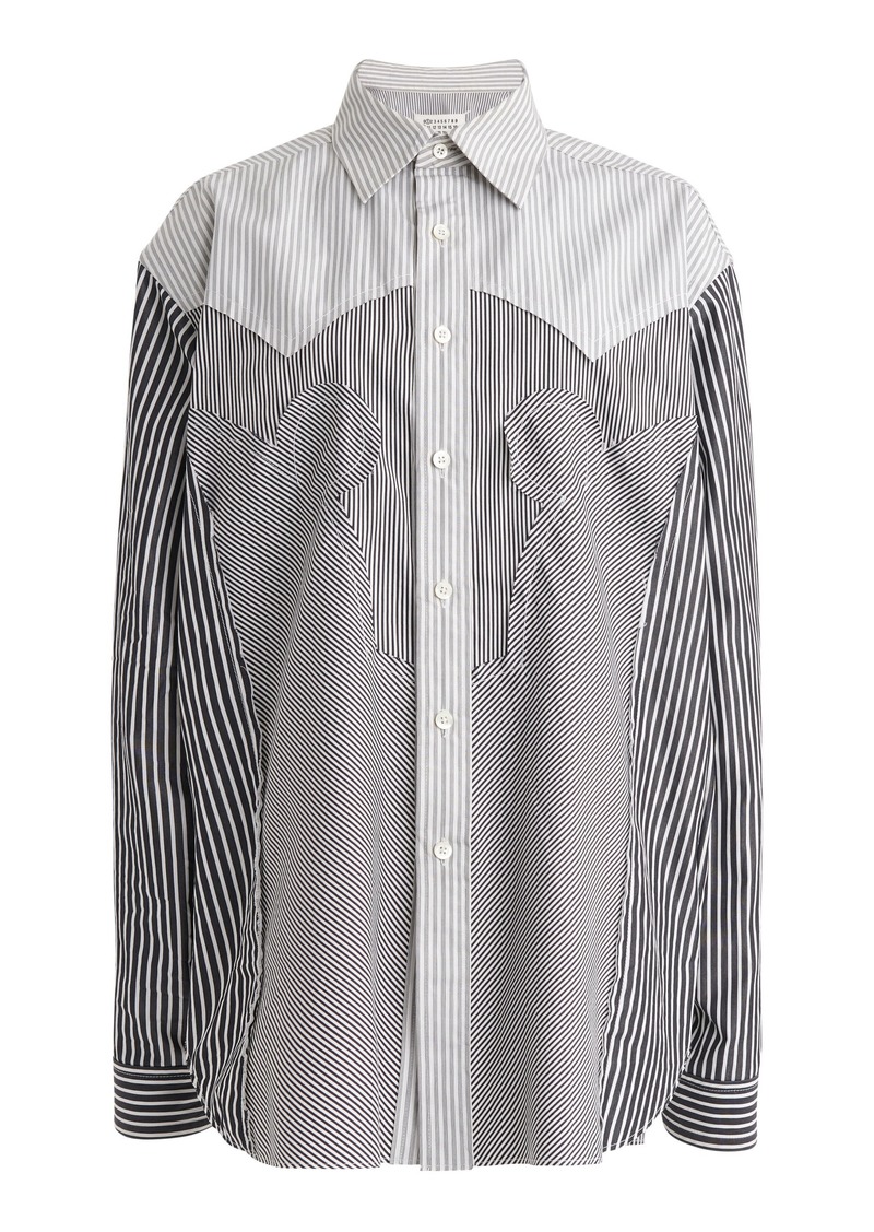 Maison Margiela - Patchwork Striped Cotton Shirt - Black/white - IT 40 - Moda Operandi