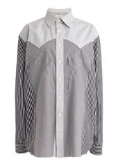 Maison Margiela - Patchwork Striped Cotton Shirt - Black/white - IT 38 - Moda Operandi