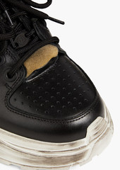Maison Margiela - Artisanal distressed leather exaggerated sole sneakers - Black - EU 38