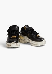 Maison Margiela - Artisanal distressed leather exaggerated sole sneakers - Black - EU 38