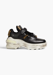 Maison Margiela - Artisanal distressed leather exaggerated sole sneakers - Black - EU 39