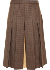 Maison Margiela - Pleated checked wool and silk-twill culottes - Brown - IT 36