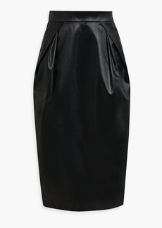 Maison Margiela - Pleated cotton-blend faux leather midi skirt - Black - IT 40