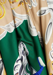 Maison Margiela - Printed silk-satin and felt scarf - Green - IT 36