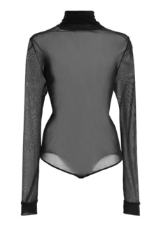 Maison Margiela - Sheer Jersey Turtleneck Bodysuit - Black - IT 42 - Moda Operandi