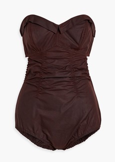 Maison Margiela - Strapless cutout cotton-poplin bodysuit - Burgundy - IT 42