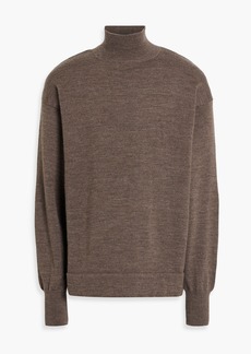 Maison Margiela - Suede-trimmed wool turtleneck sweater - Brown - L