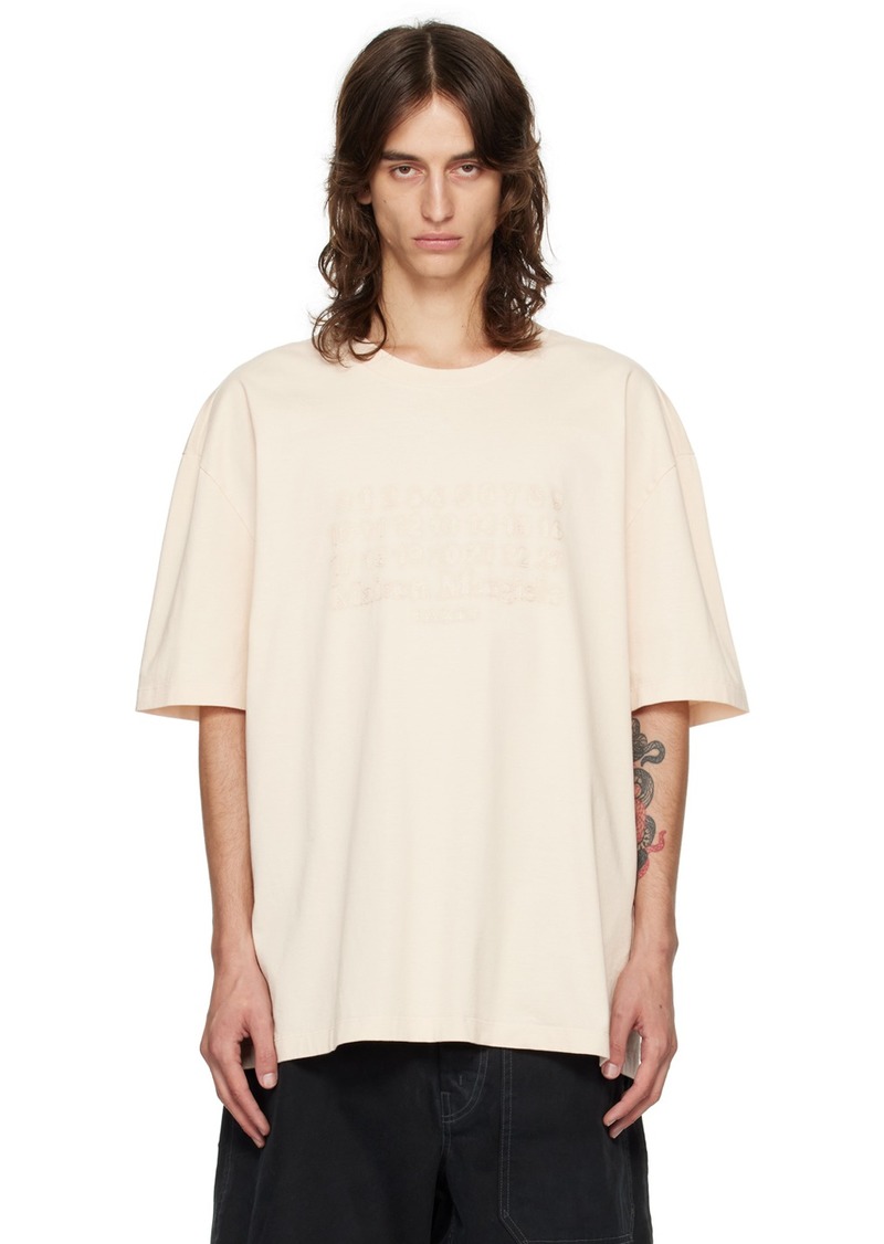 Maison Margiela Beige Logo-Embroidered T-Shirt