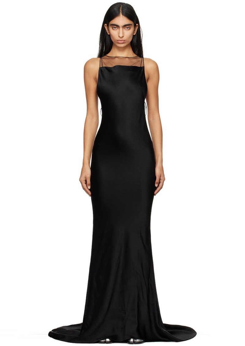 Maison Margiela Black Hammered Satin Maxi Dress