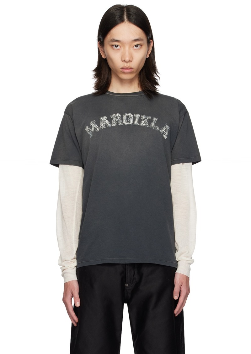 Maison Margiela Black Printed-Logo T-Shirt