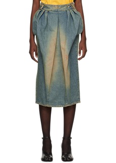 Maison Margiela Blue Pleated Denim Midi Skirt