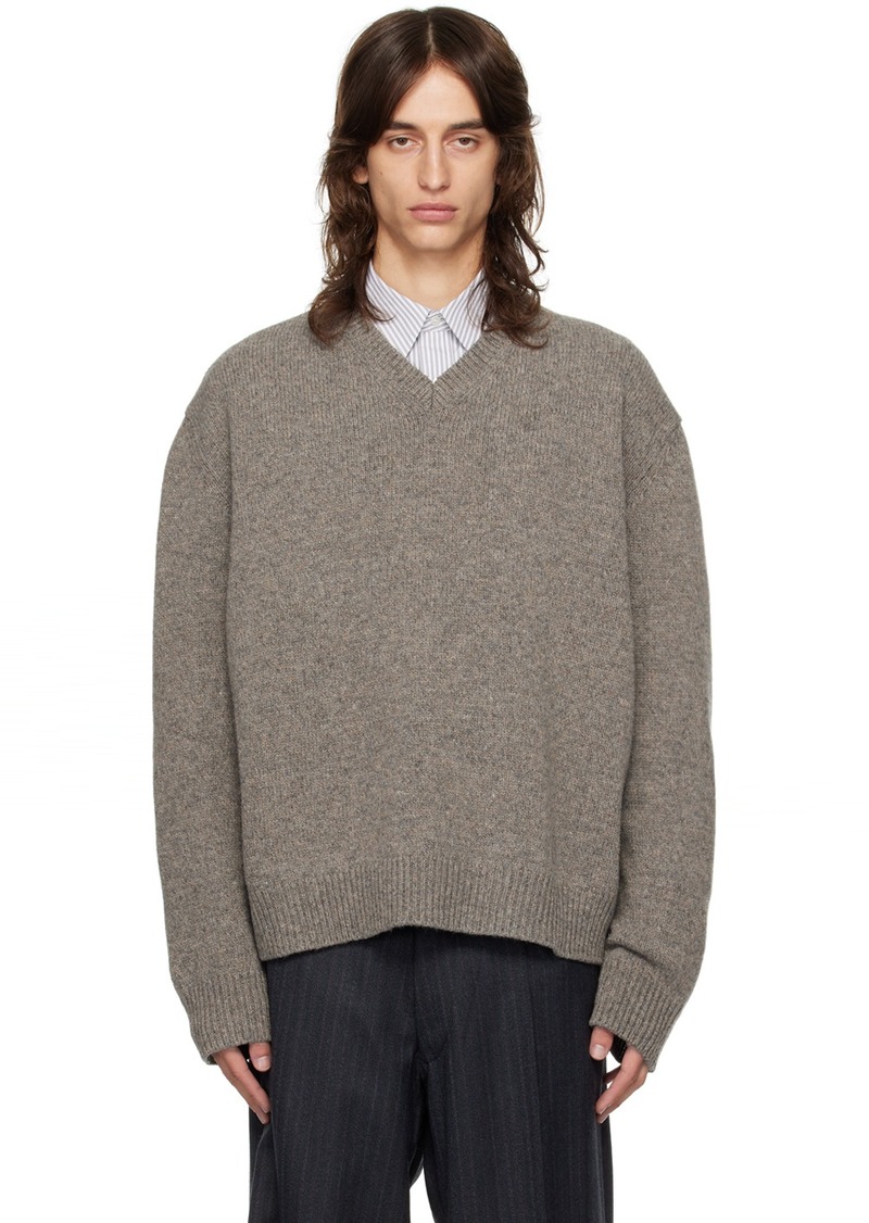 Maison Margiela Brown V-Neck Sweater