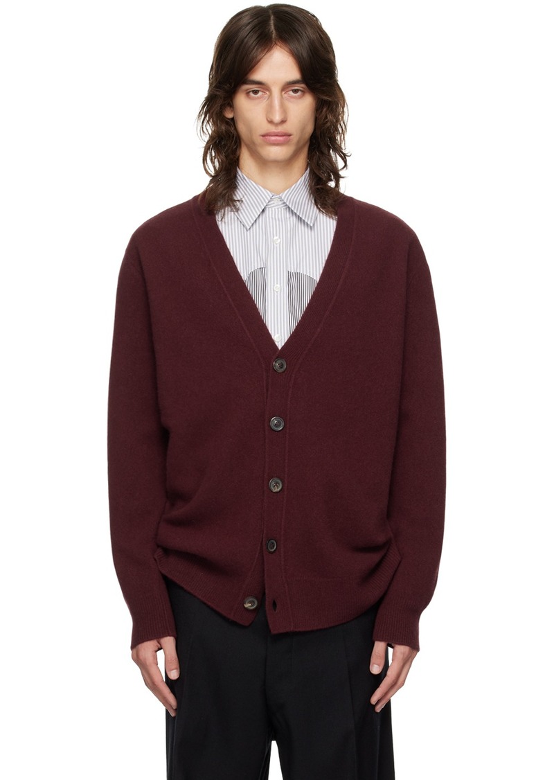 Maison Margiela Burgundy Buttoned Cardigan