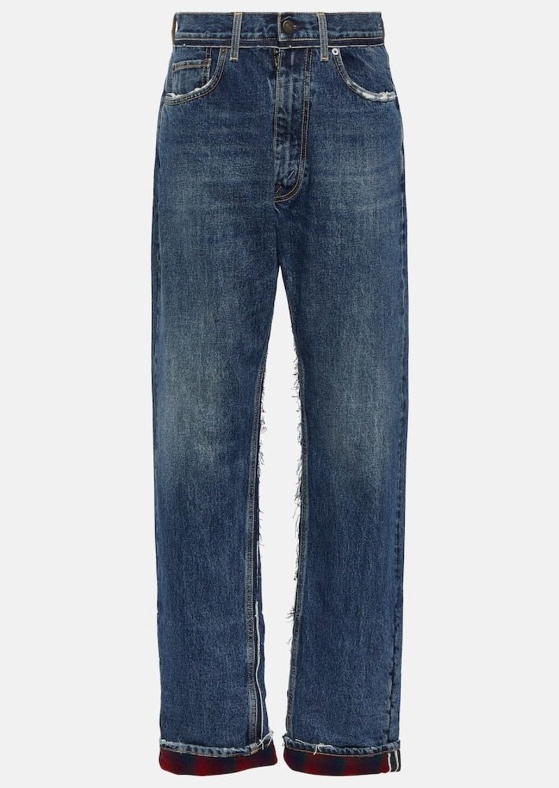 Maison Margiela Checked-detail straight jeans