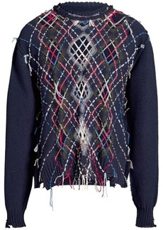 MAISON MARGIELA contrasting-stitch argyle-knit jumper