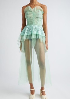 Maison Margiela Décortiqué Tulle & Lace Strapless Dress