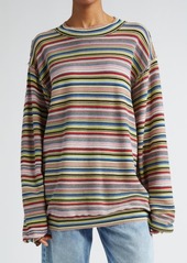 Maison Margiela Exposed Seam Stripe Cotton Crewneck Sweater