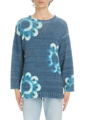 Maison Margiela Flower Print Crewneck Cotton Sweater in Blue Cyanotype Print at Nordstrom