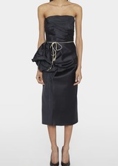 Maison Margiela Gathered Rose Strapless Midi Dress