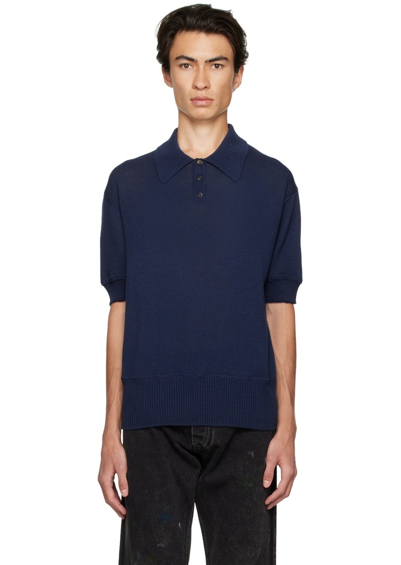 Maison Margiela Navy Distressed Polo