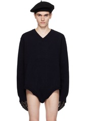 Maison Margiela Navy V-Neck Sweater