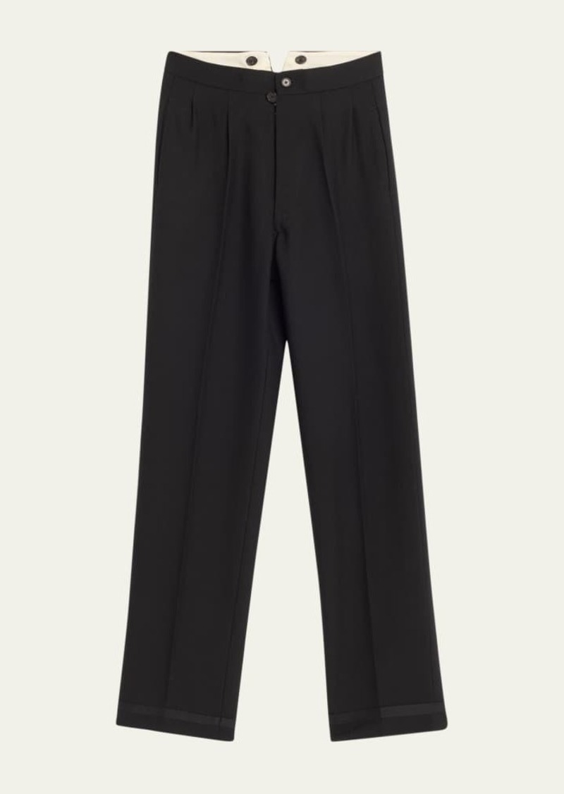 Maison Margiela Pleated Straight Leg Wool Pants