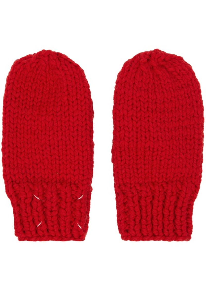 Maison Margiela Red Childish Stitches Mittens