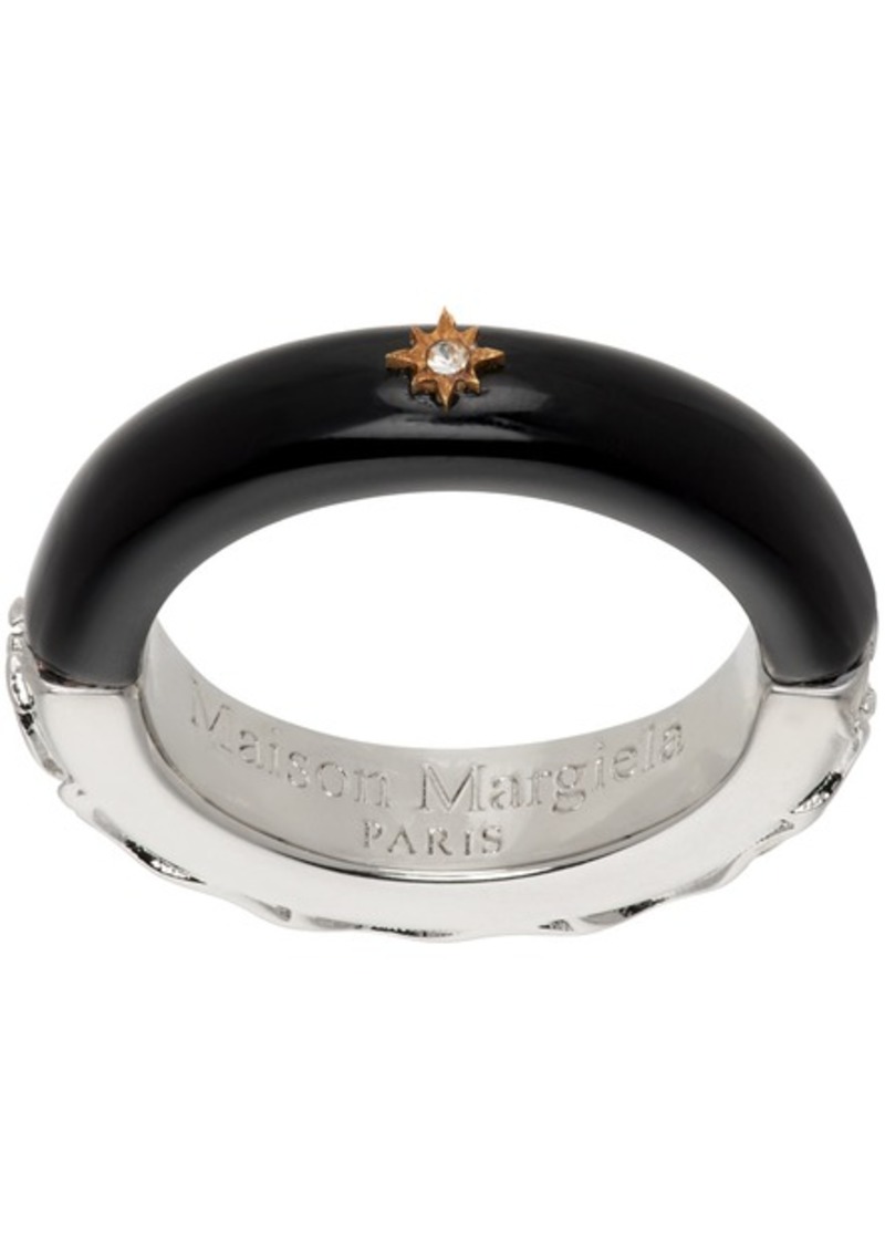 Maison Margiela Silver & Black Enamel Ring