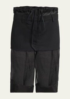 Maison Margiela Skirt Overlay Drawstring Organza Shorts