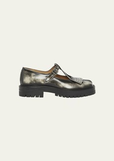 Maison Margiela Tabi Split-Toe Distressed Leather Mary Jane Shoes