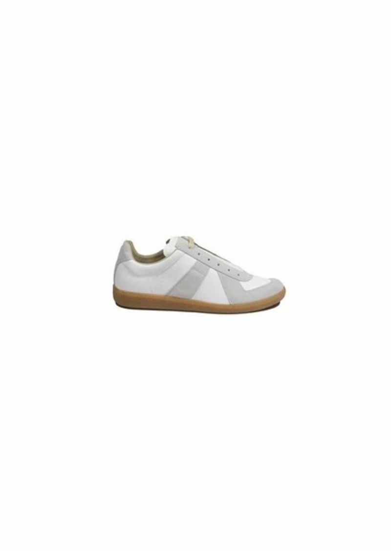 MAISON MARGIELA White and grey leather and suede Replica low trainers Maison Margiela